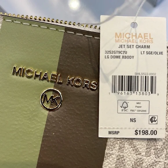 MICHAEL KORS Jet Set Charm Crossbody bag canvas Light Sage /Olive - Picture 12 of 16